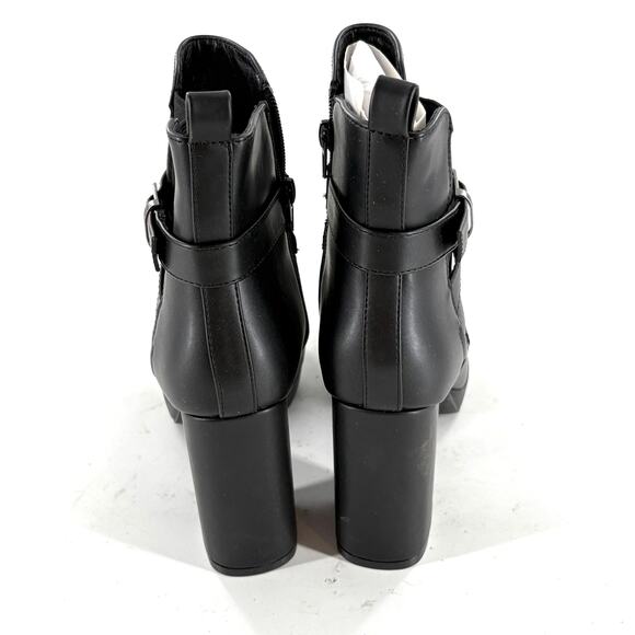 MIA Esther Platform Booties 7 Black NWOT Boots Ankle Wrap Buckle Heel 90s - Picture 7 of 10